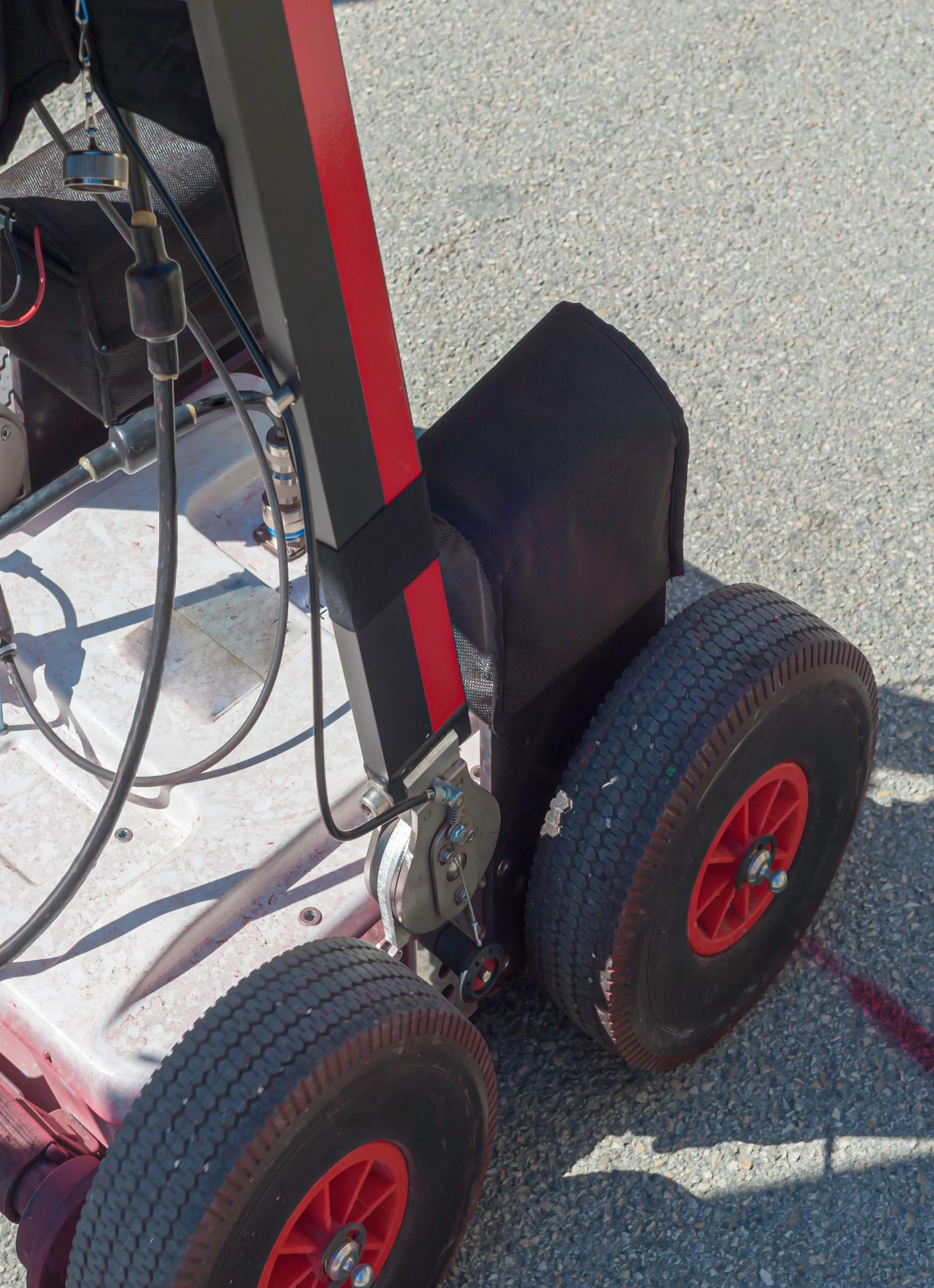 Ground penetrating radar device being used to map utility pipes underground.