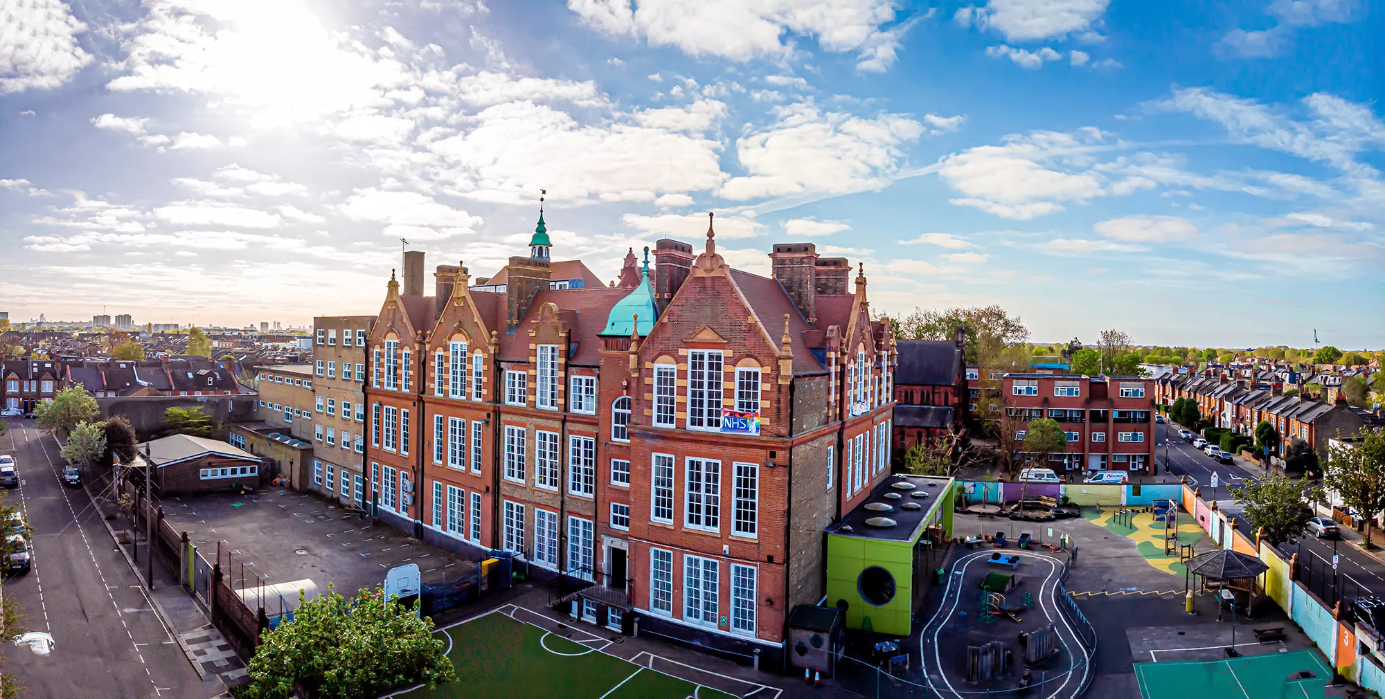 Aerial view of school in London