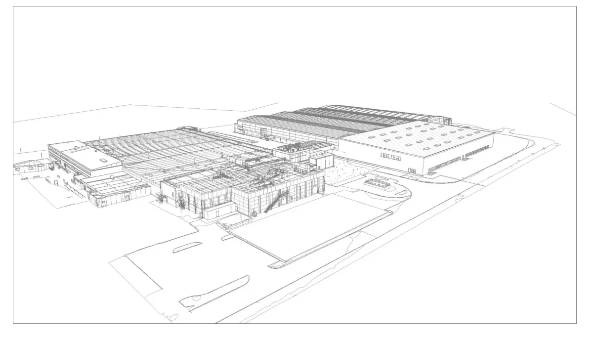 A 3D Building Model of a large industrial site.