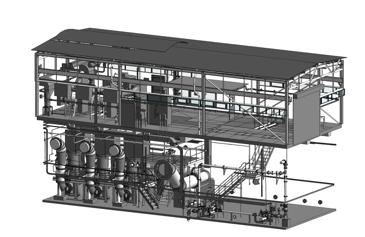 A greyscale 3D Building Model.
