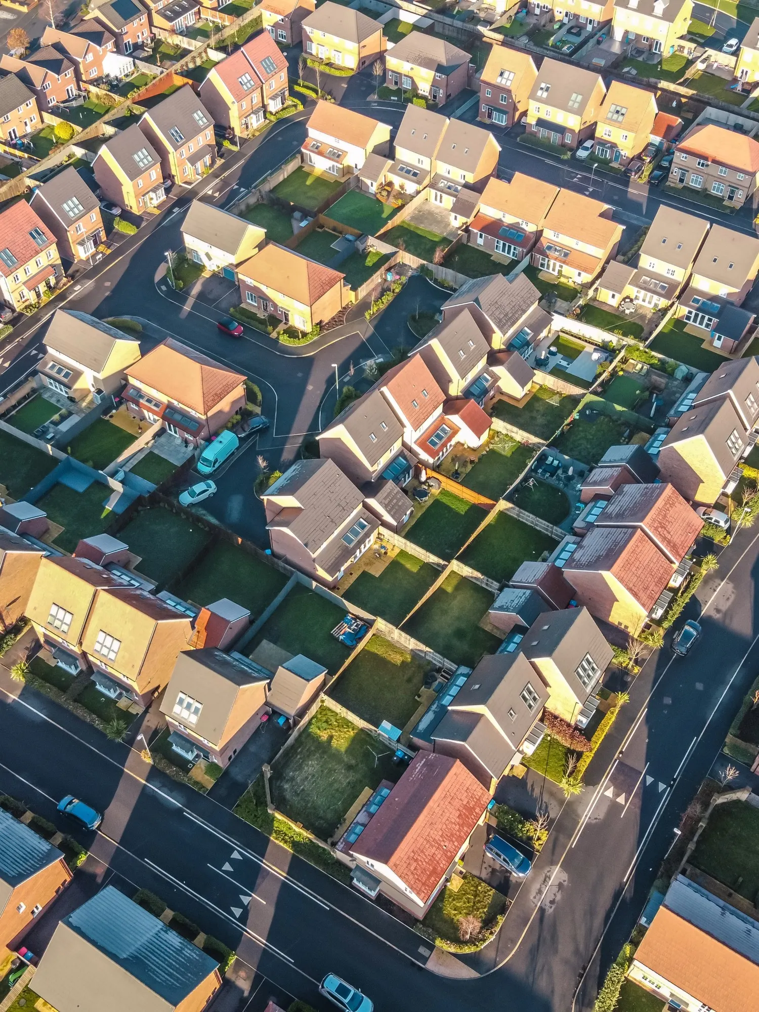 An aerial image of a large British housing estate.