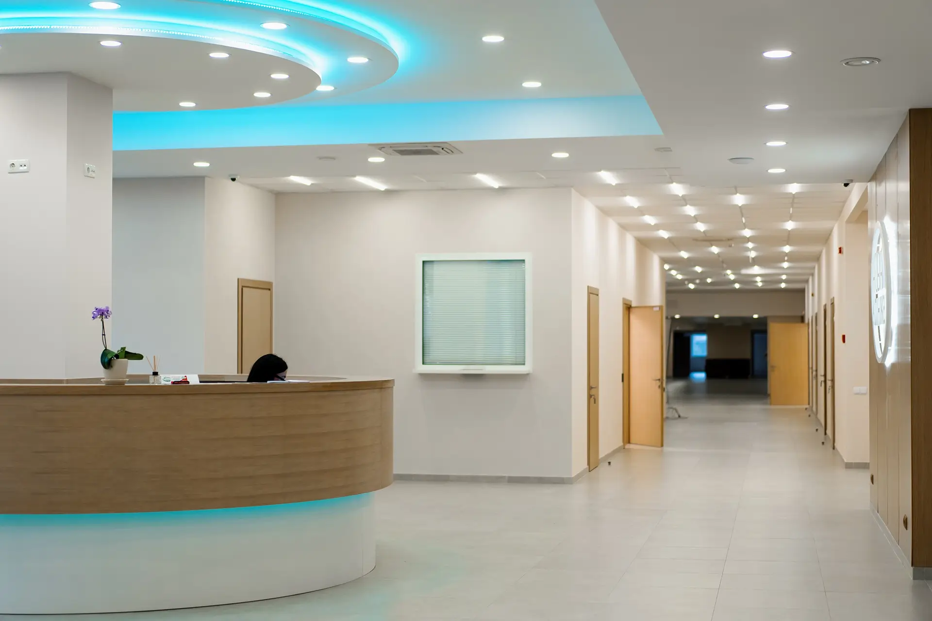 A reception area in a healthcare facility.
